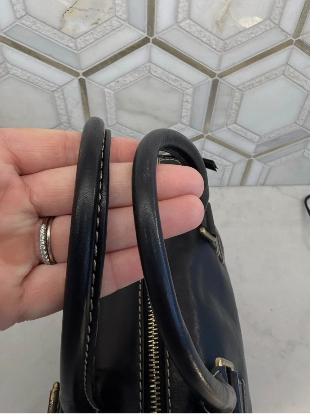vintage Michael Kors black leather satchel bag